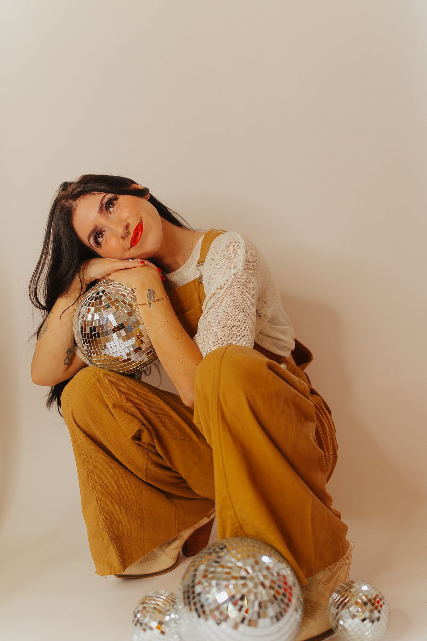 Retro Wide Leg Overalls Mustard