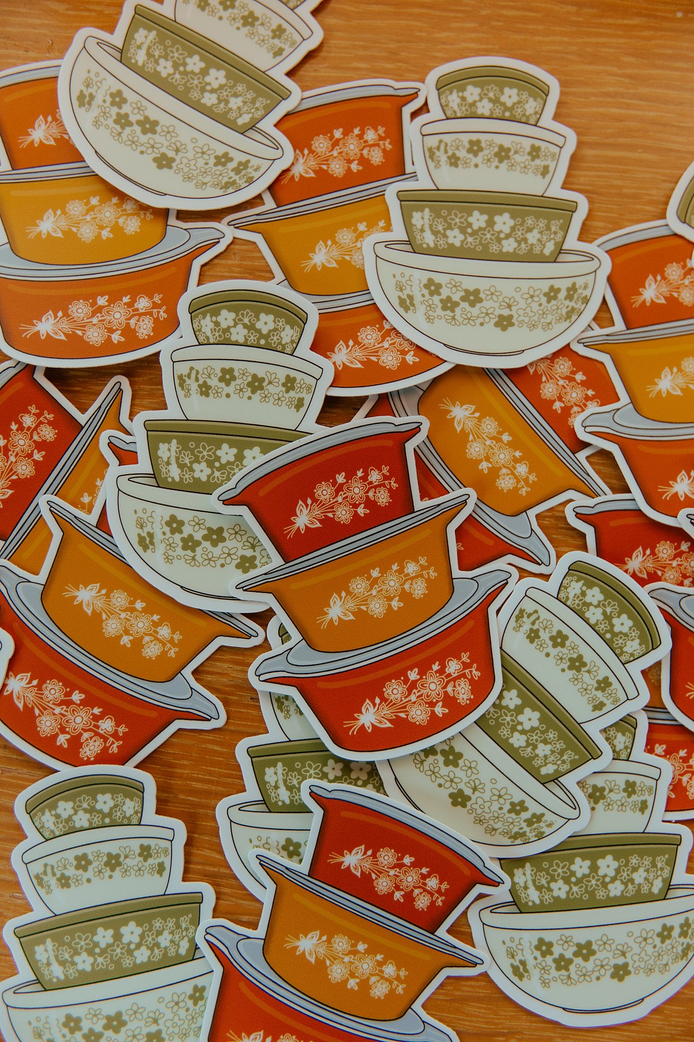 Vintage Green Crazy Daisy Pyrex Mixing Bowls Sticker