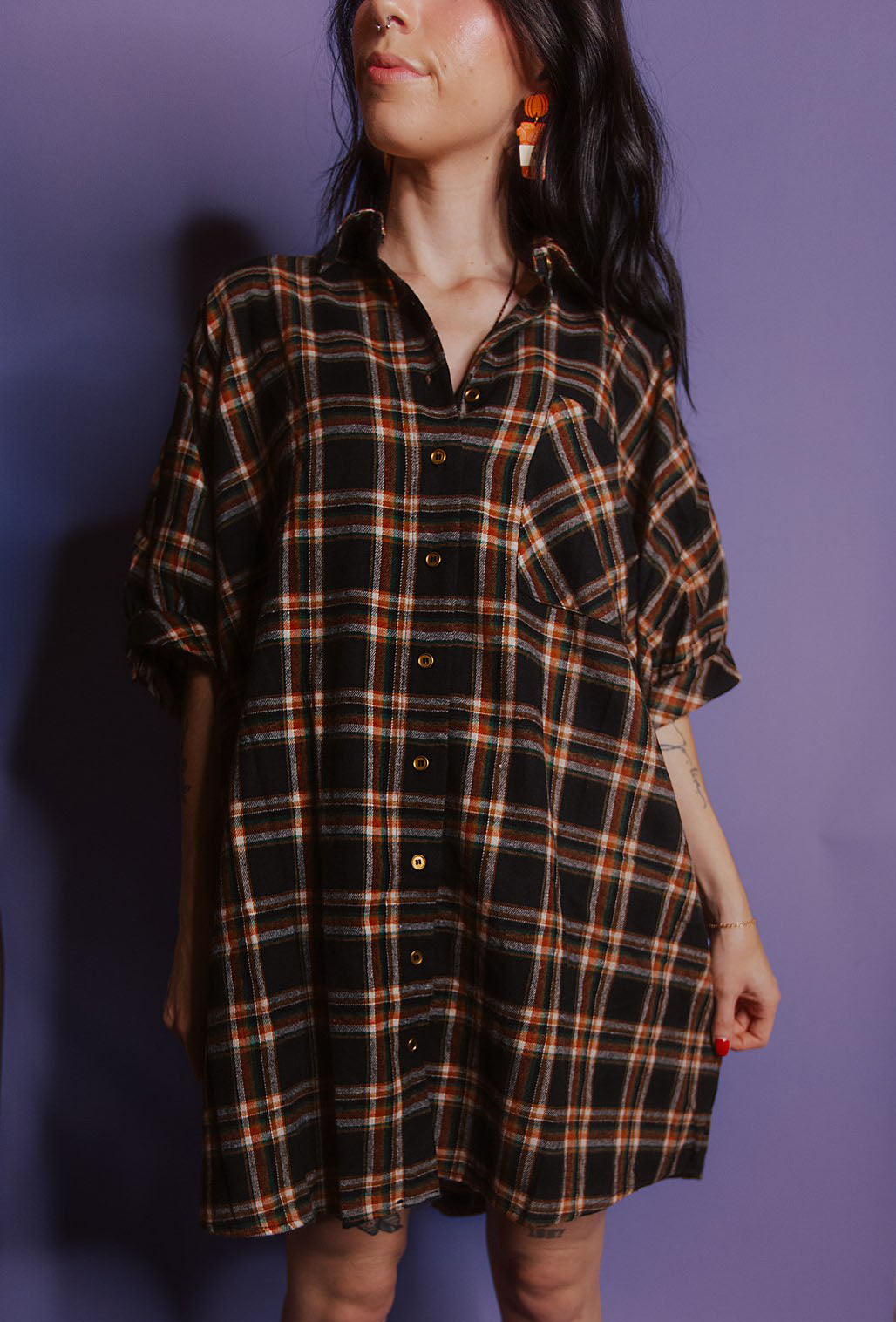 Rad Plaid Dress Black S-2XL