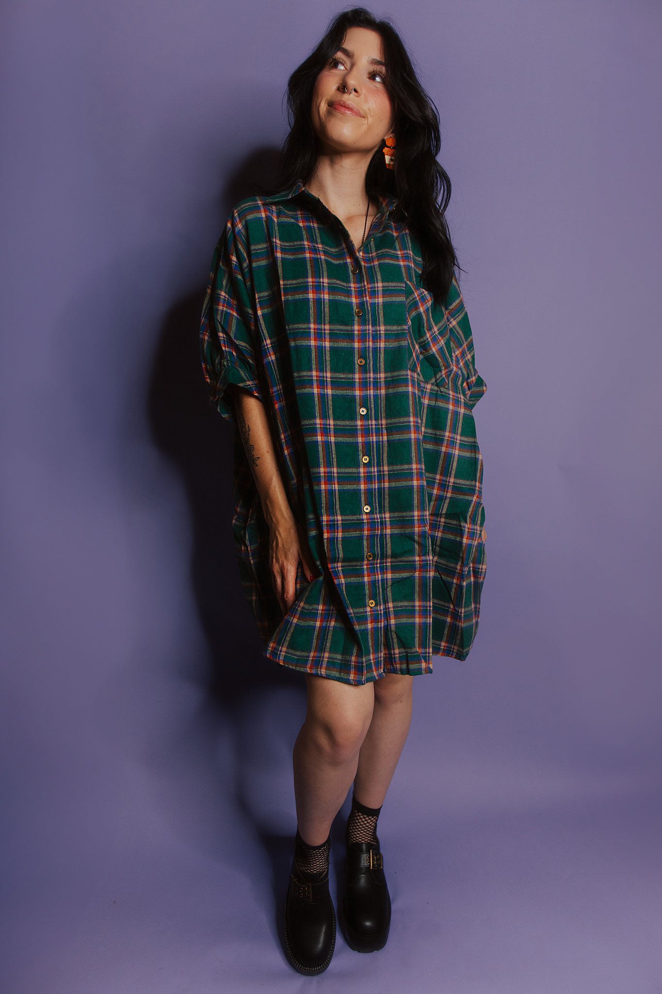 Rad Plaid Dress Green S-2XL