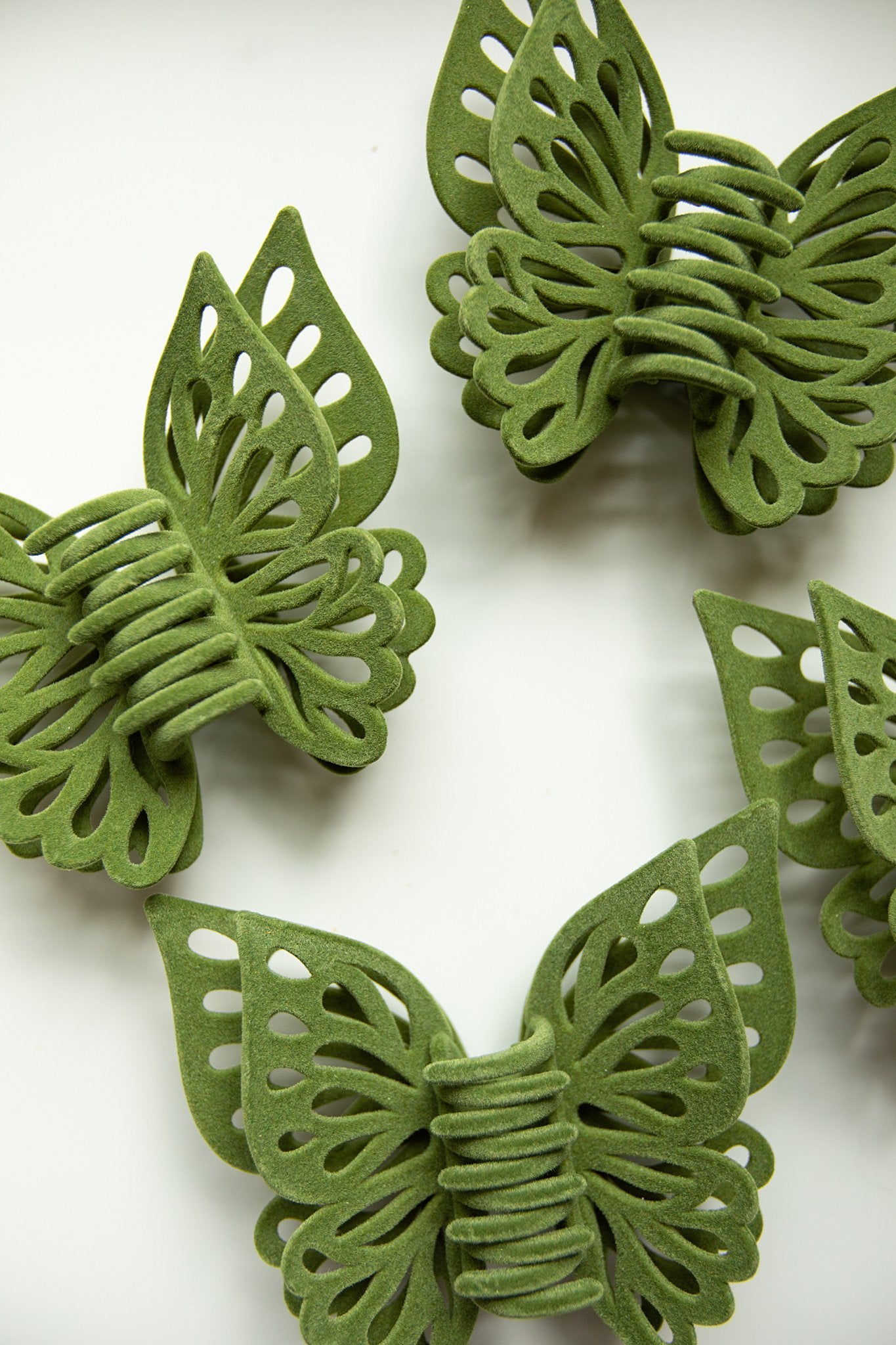 Large Butterfly Hair Clip - Fuzzy Olive