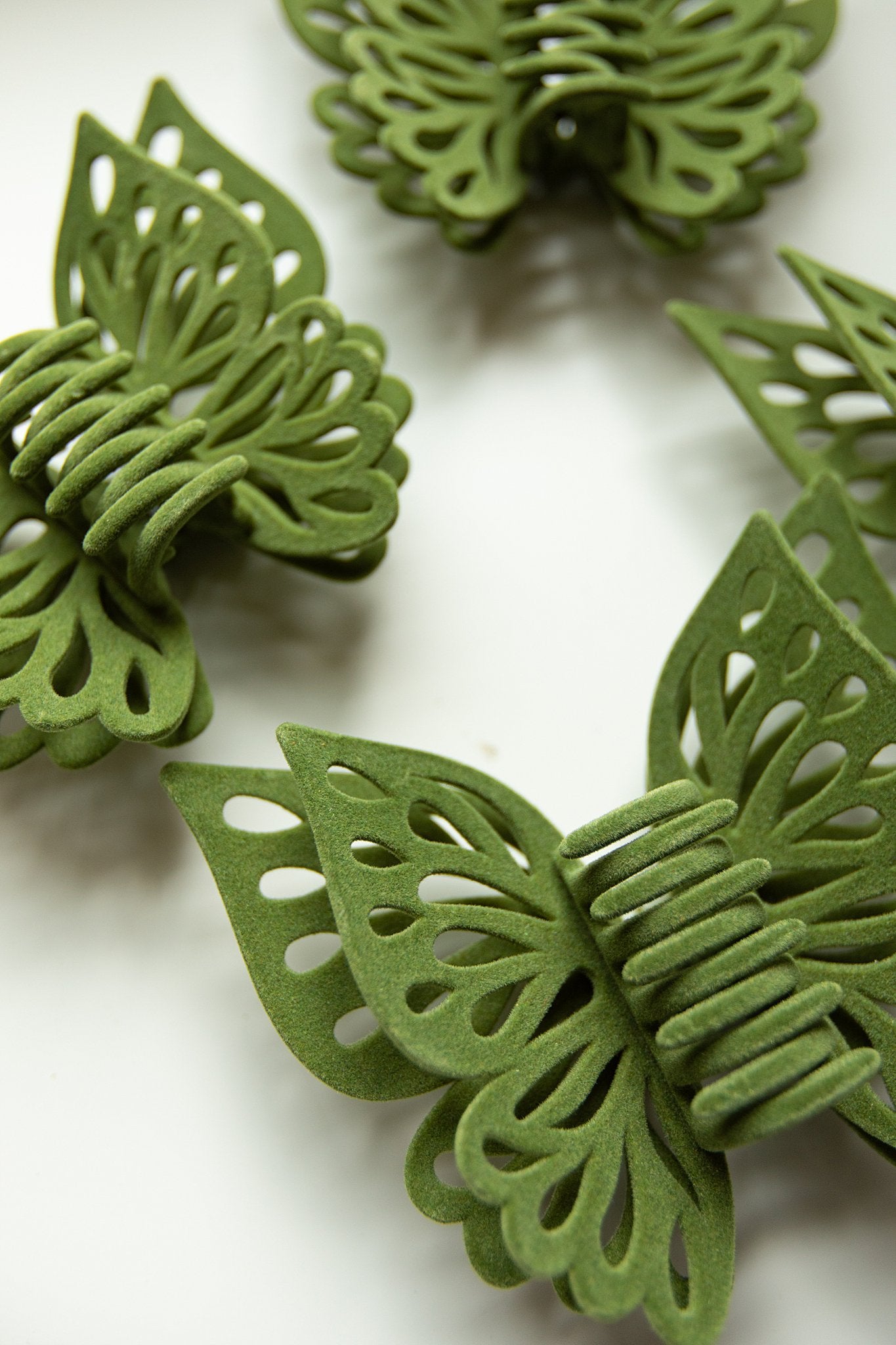 Large Butterfly Hair Clip - Fuzzy Olive
