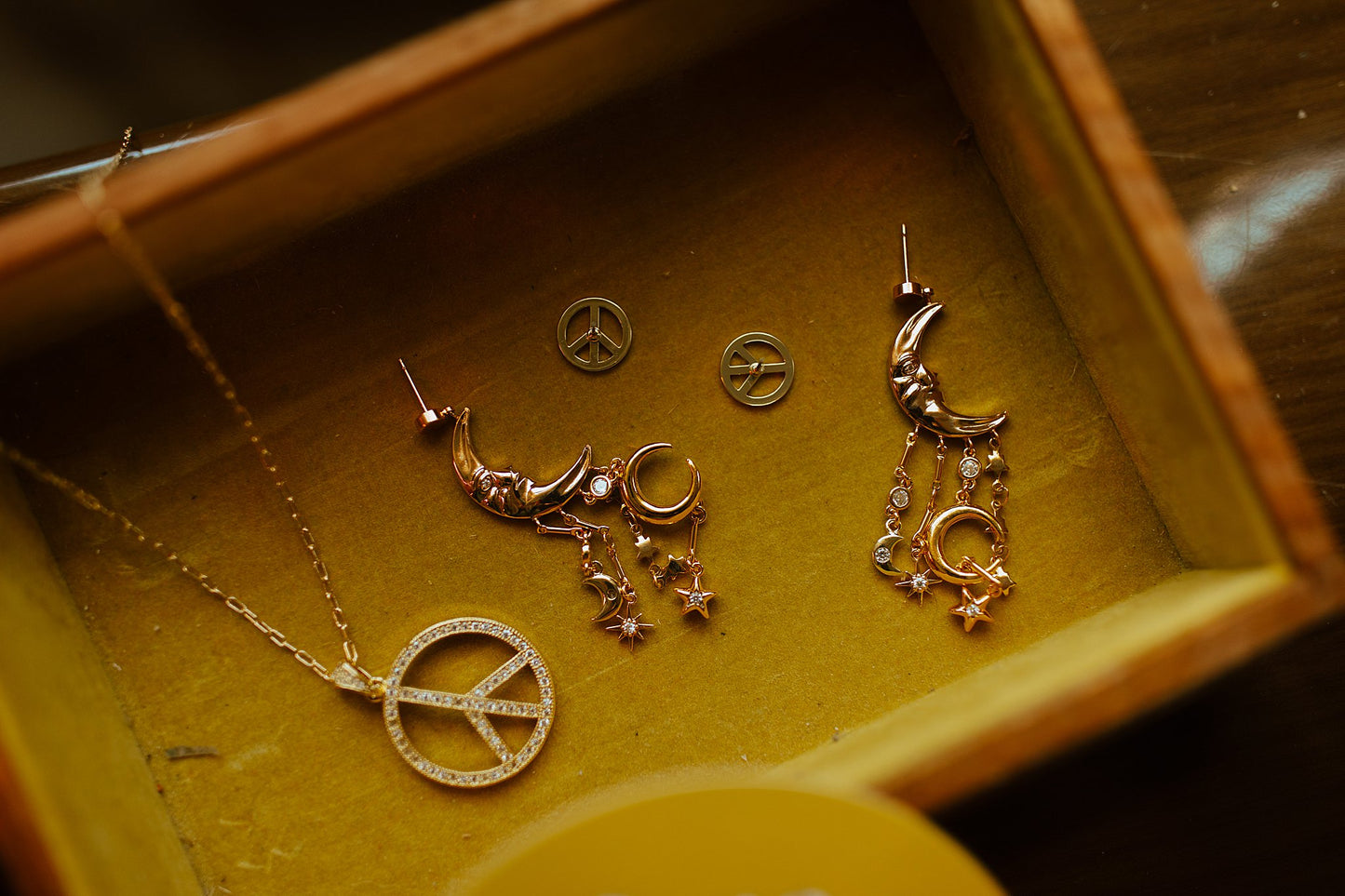 Peace Gold Stud Earrings