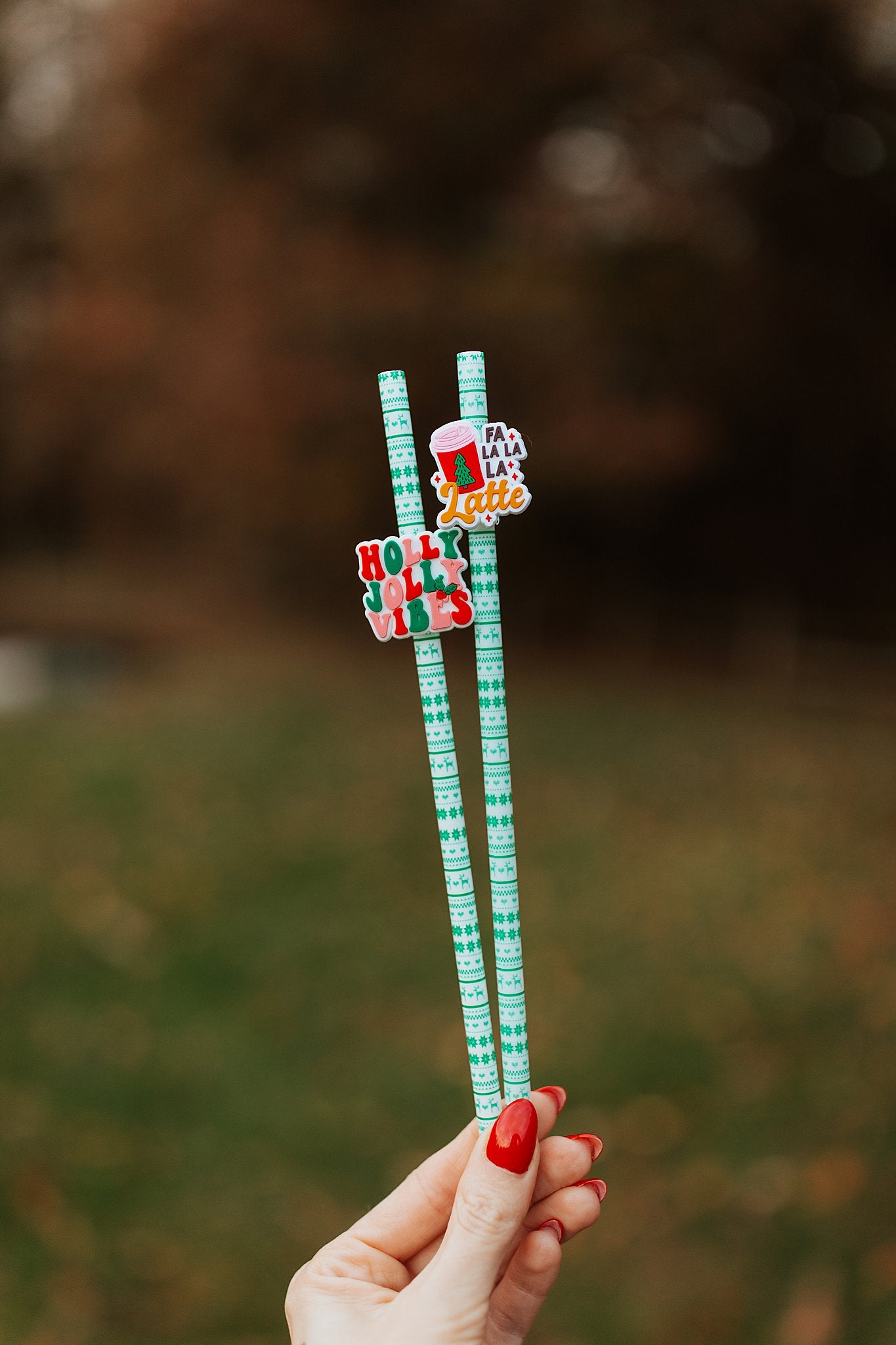 Holly Jolly Vibes Straw Charm