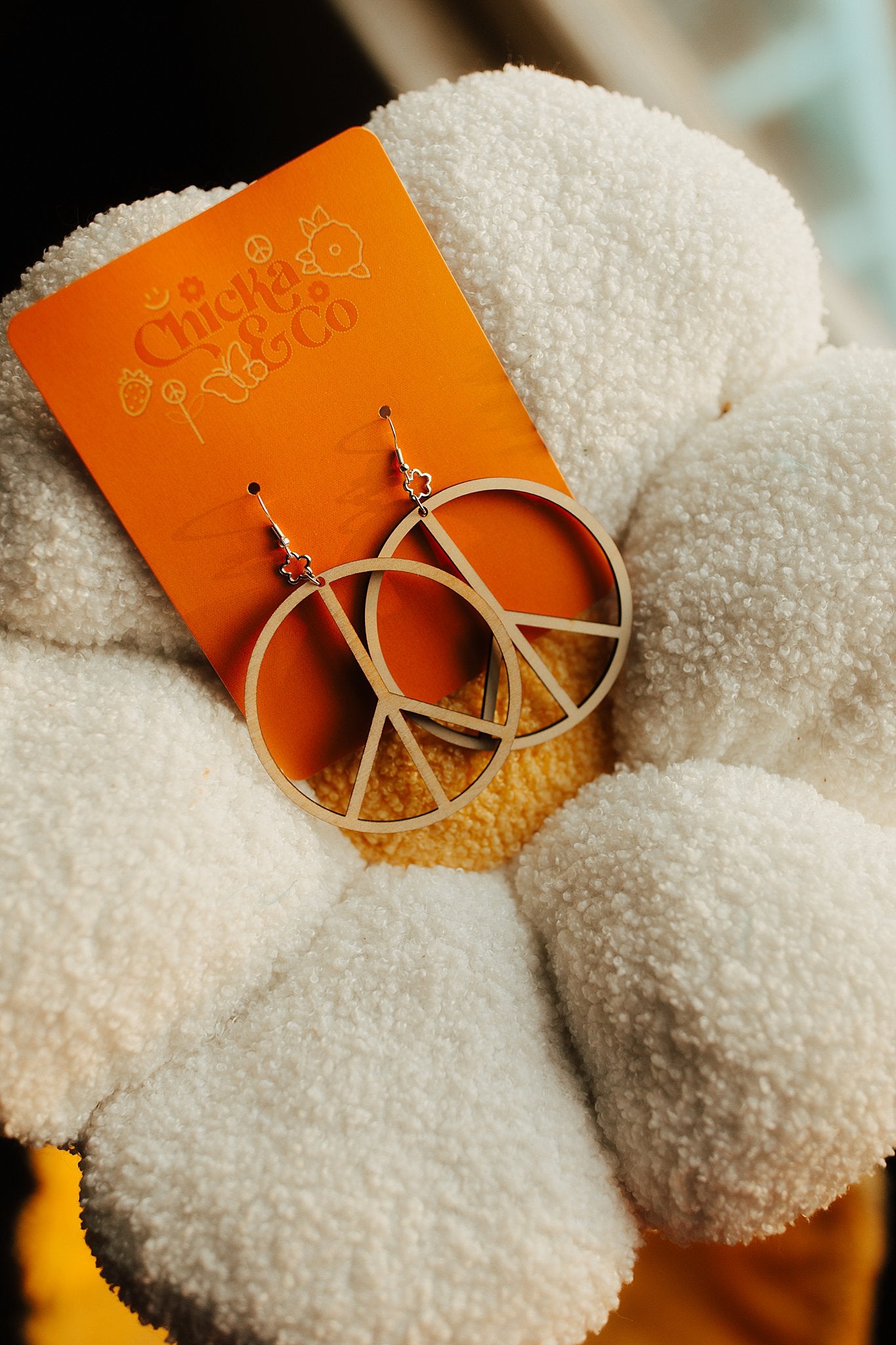Peace Sign Wood Earrings