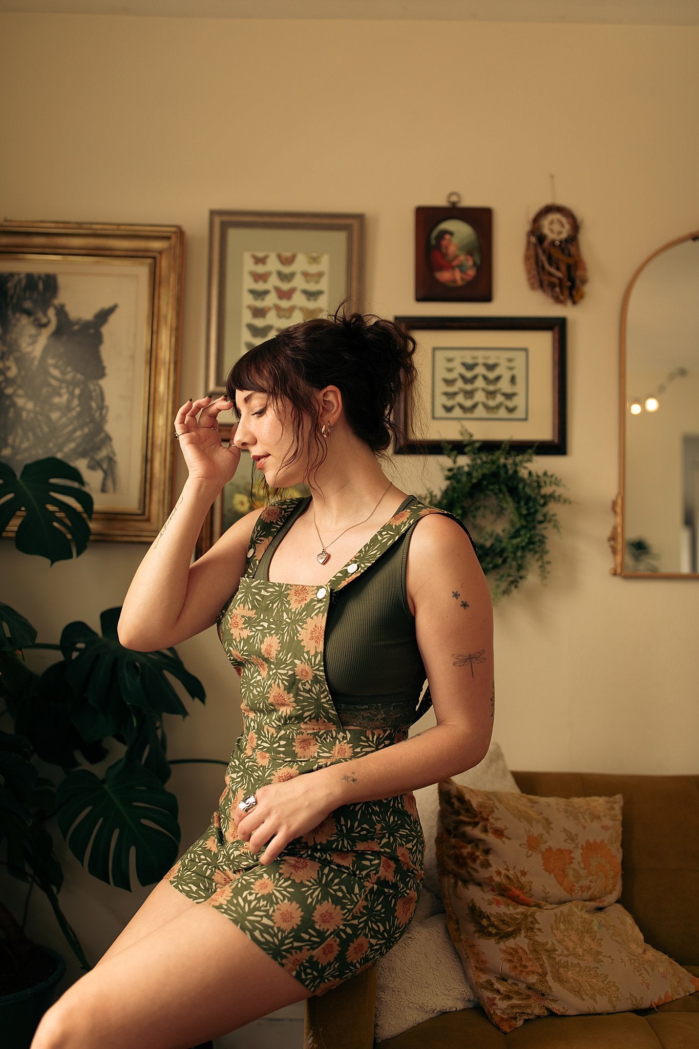 Vintage Flower Blossom Shortalls S-XL