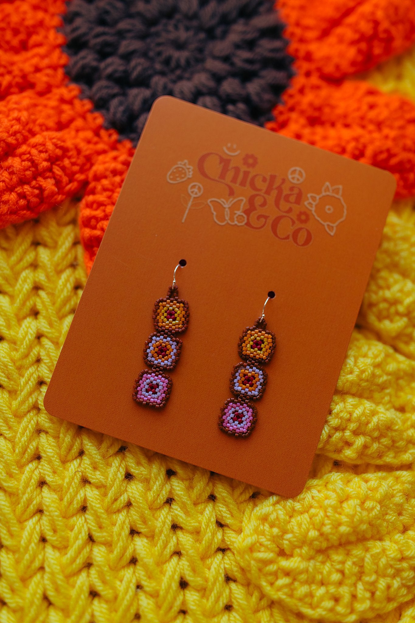 Granny Square Bead Earrings