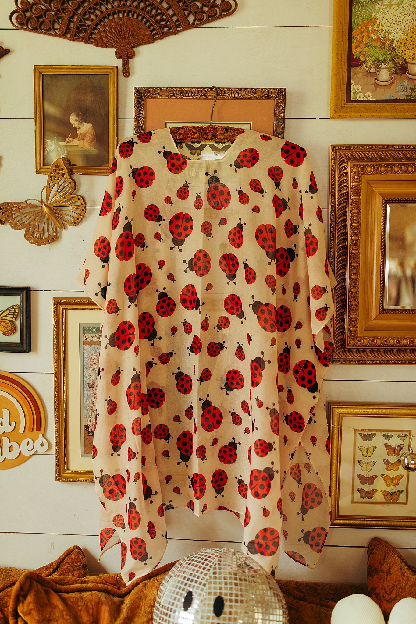 Beige-Red Ladybug Duster