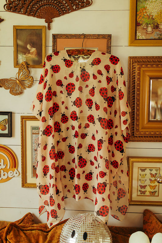 Beige-Red Ladybug Duster
