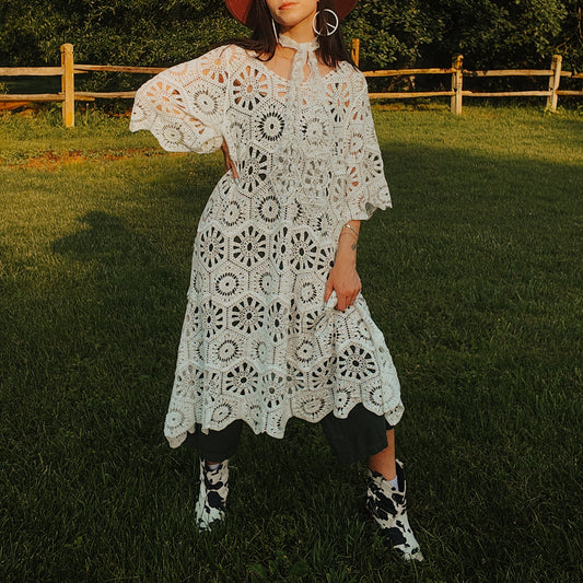 Lace Boho Crochet Dress