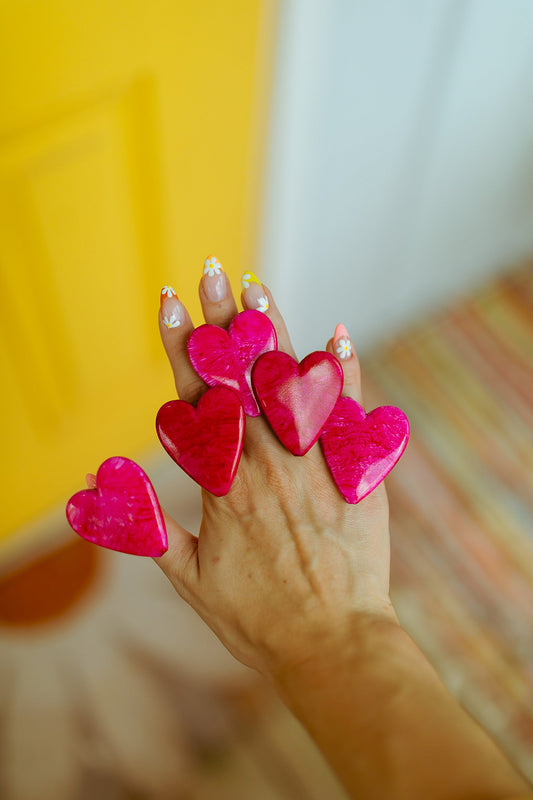Magenta Heart Adjustable Ring