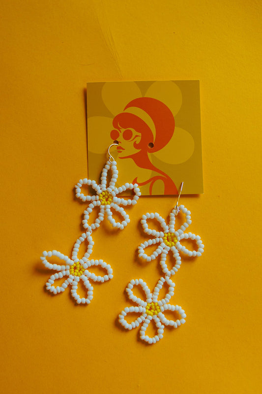 Double Daisy Beaded Earrings