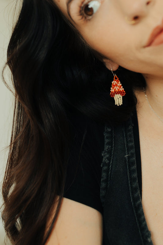 Daisy Mushroom Beaded Earrings