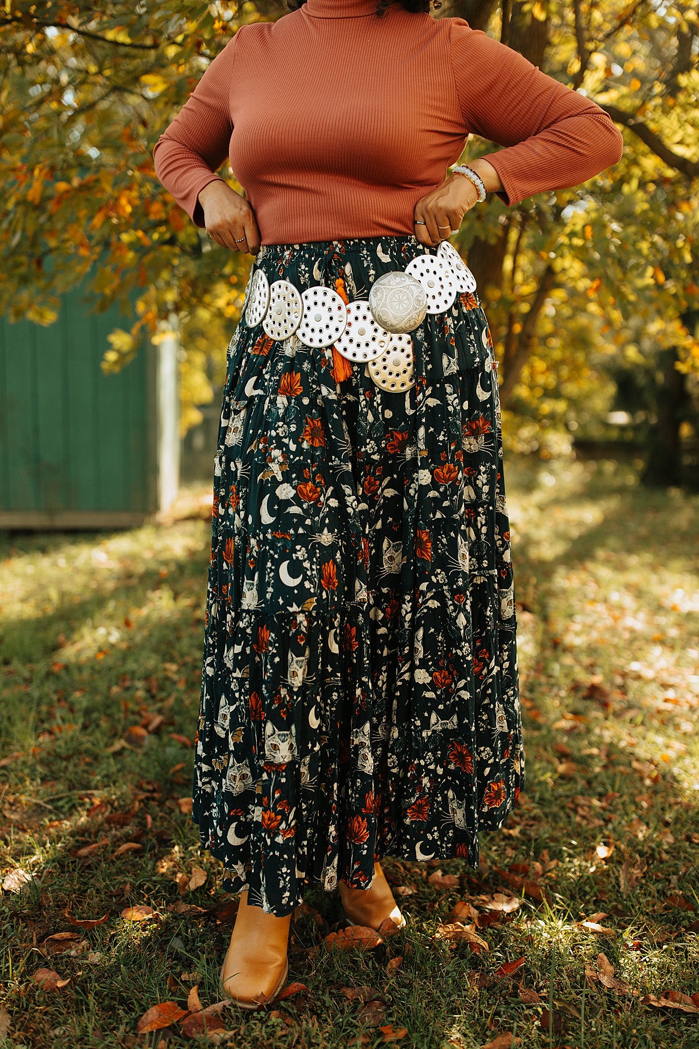 Western Boho Embellished Circle Belt Silver