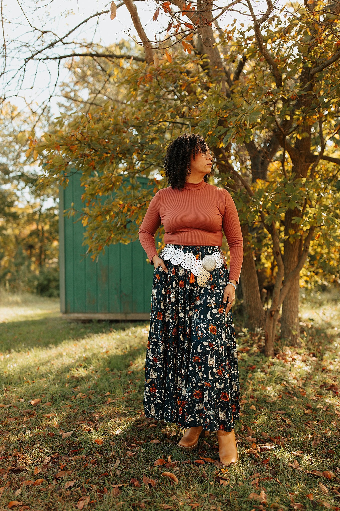 Western Boho Embellished Circle Belt Silver