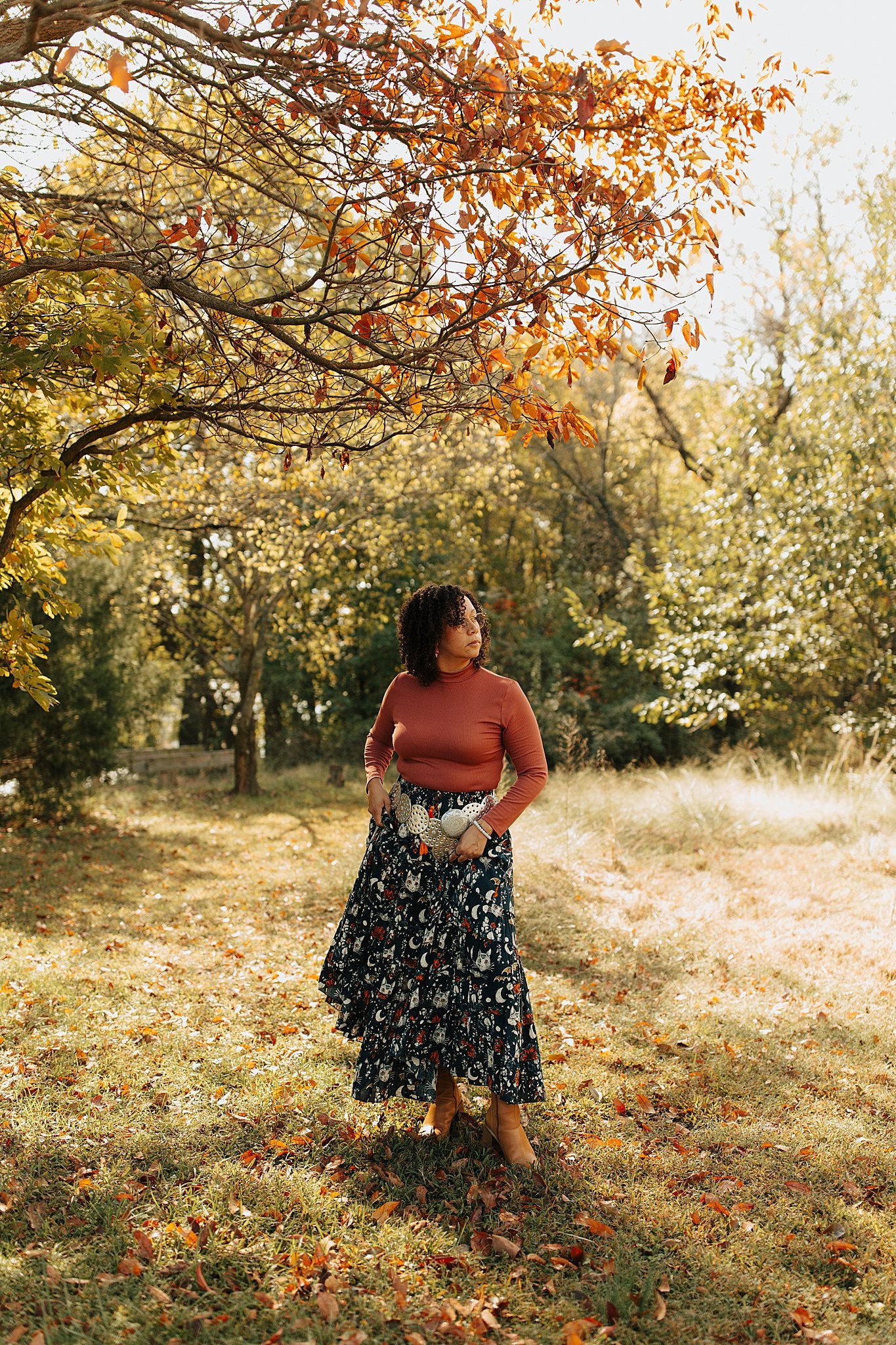 Celestial Cat Skirt Maroon
