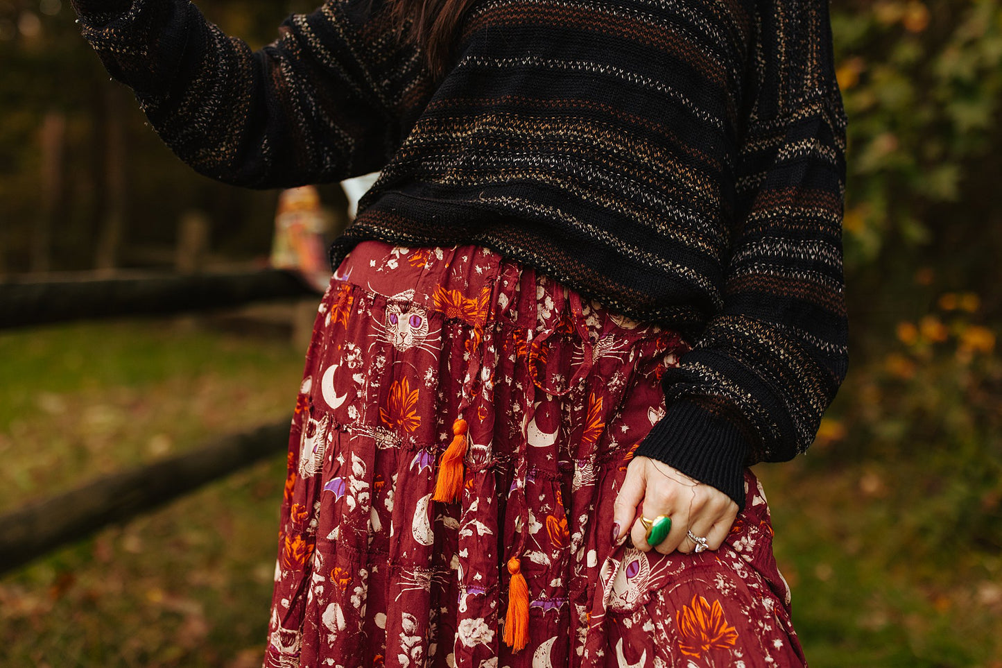 Celestial Cat Skirt Maroon