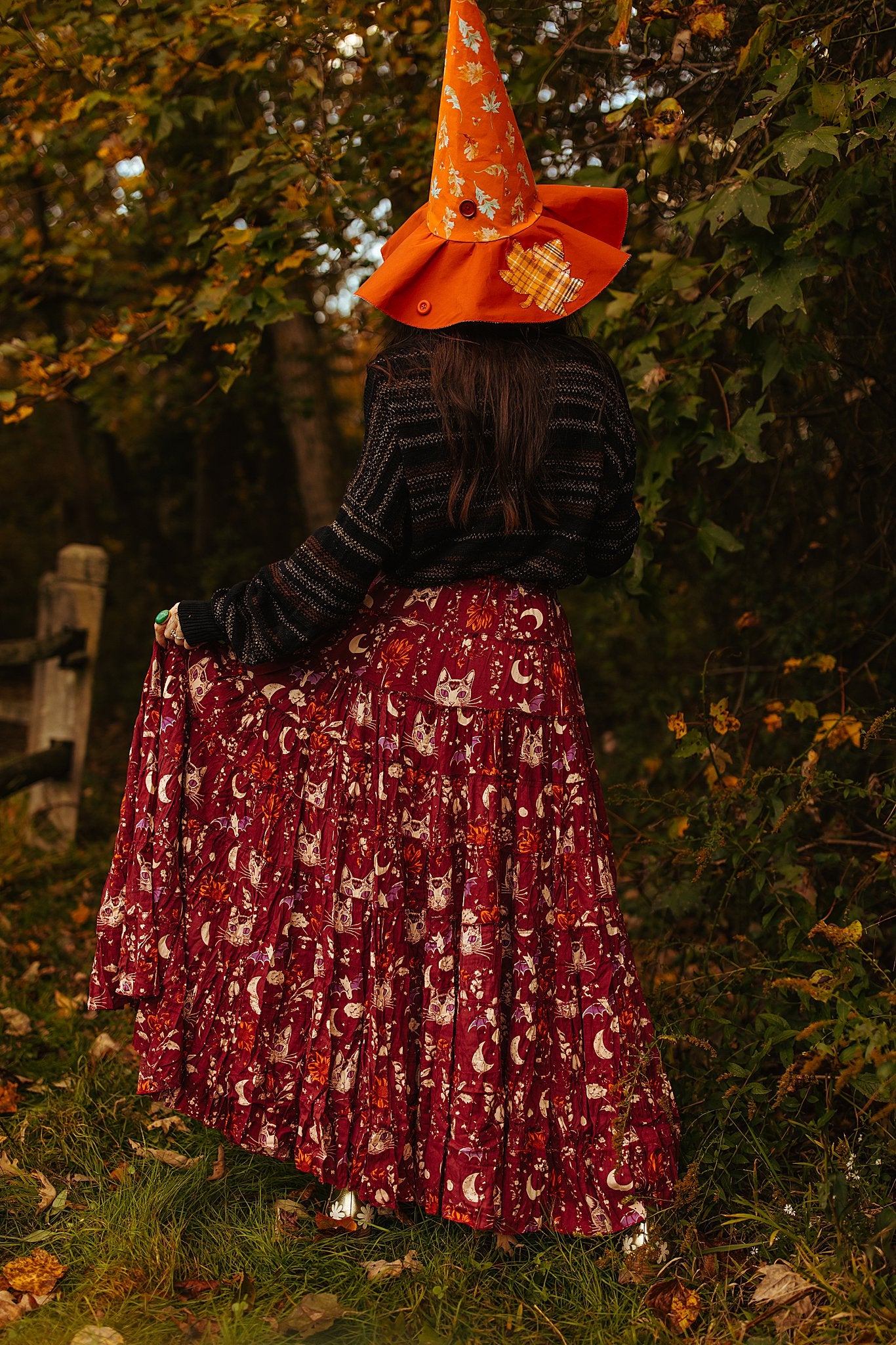 Celestial Cat Skirt Maroon