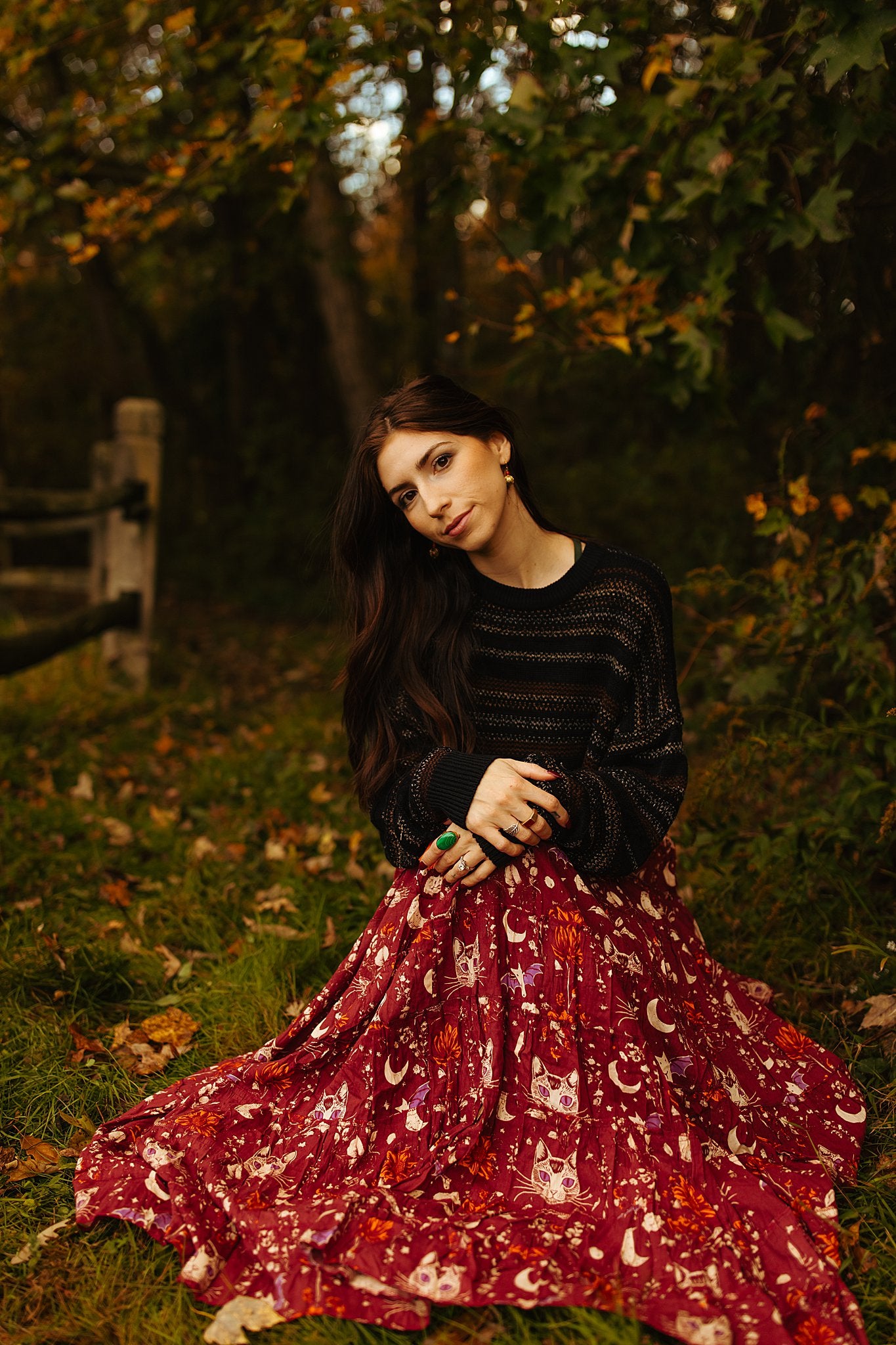 Celestial Cat Skirt Maroon
