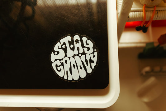 Stay Groovy XL Clear Sticker