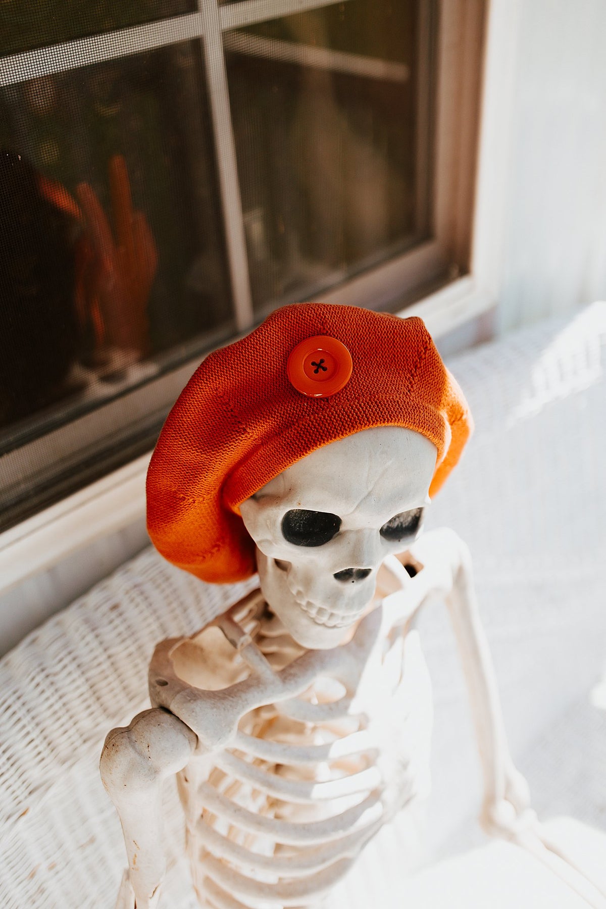 Soft Knit Beret Hat w/ Button