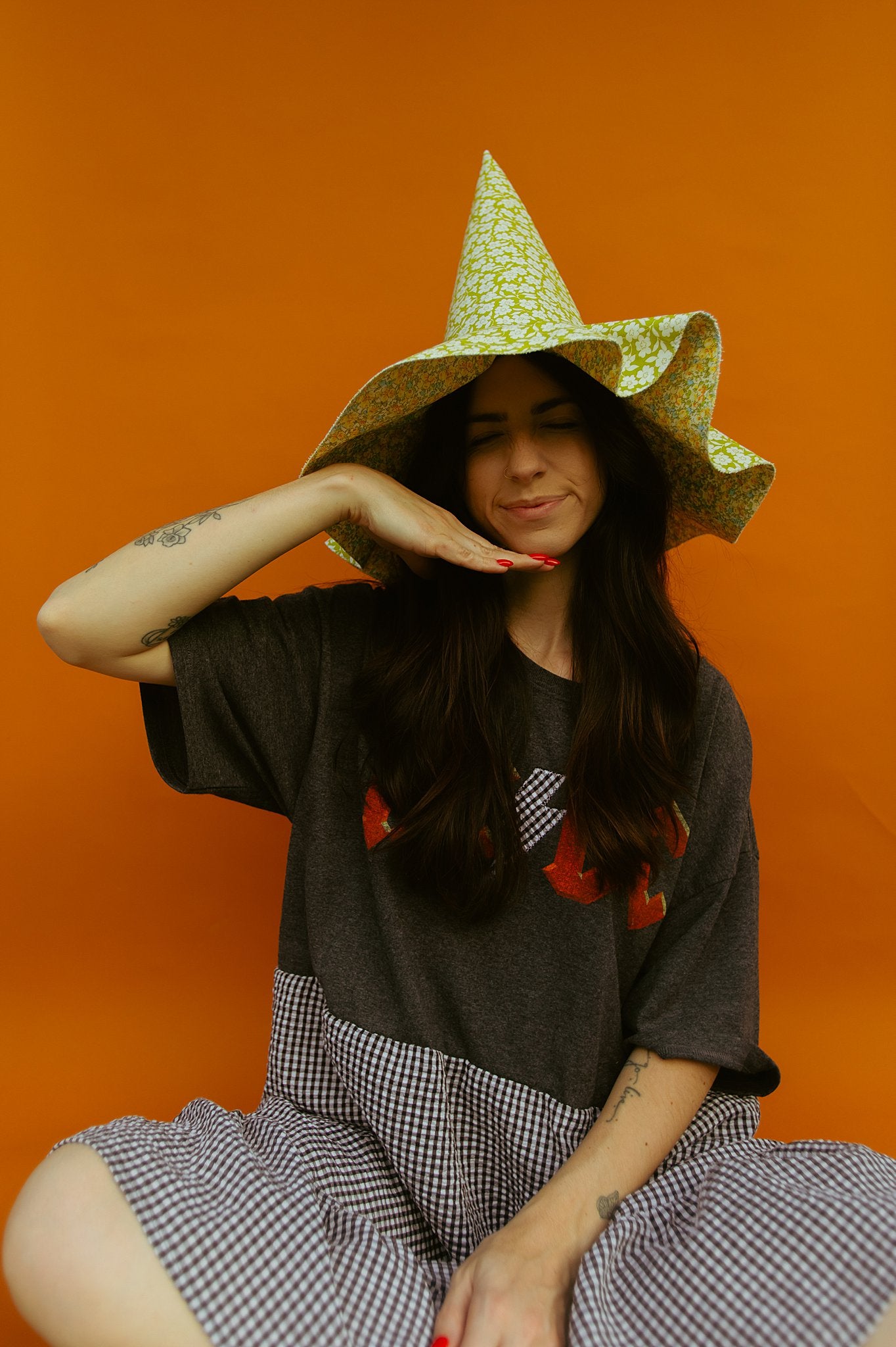 Witch Hat Green Floral