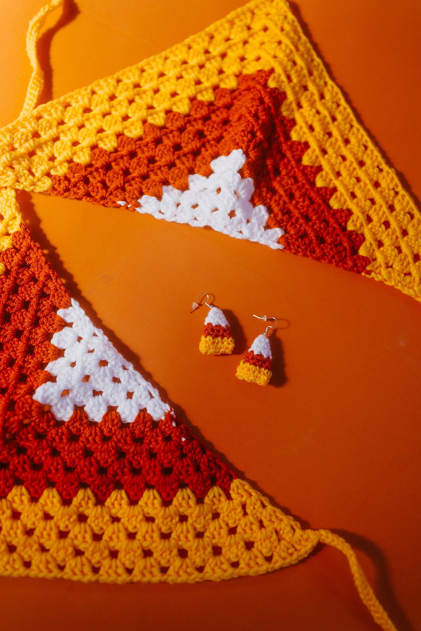 Candy Corn Crochet Dangles