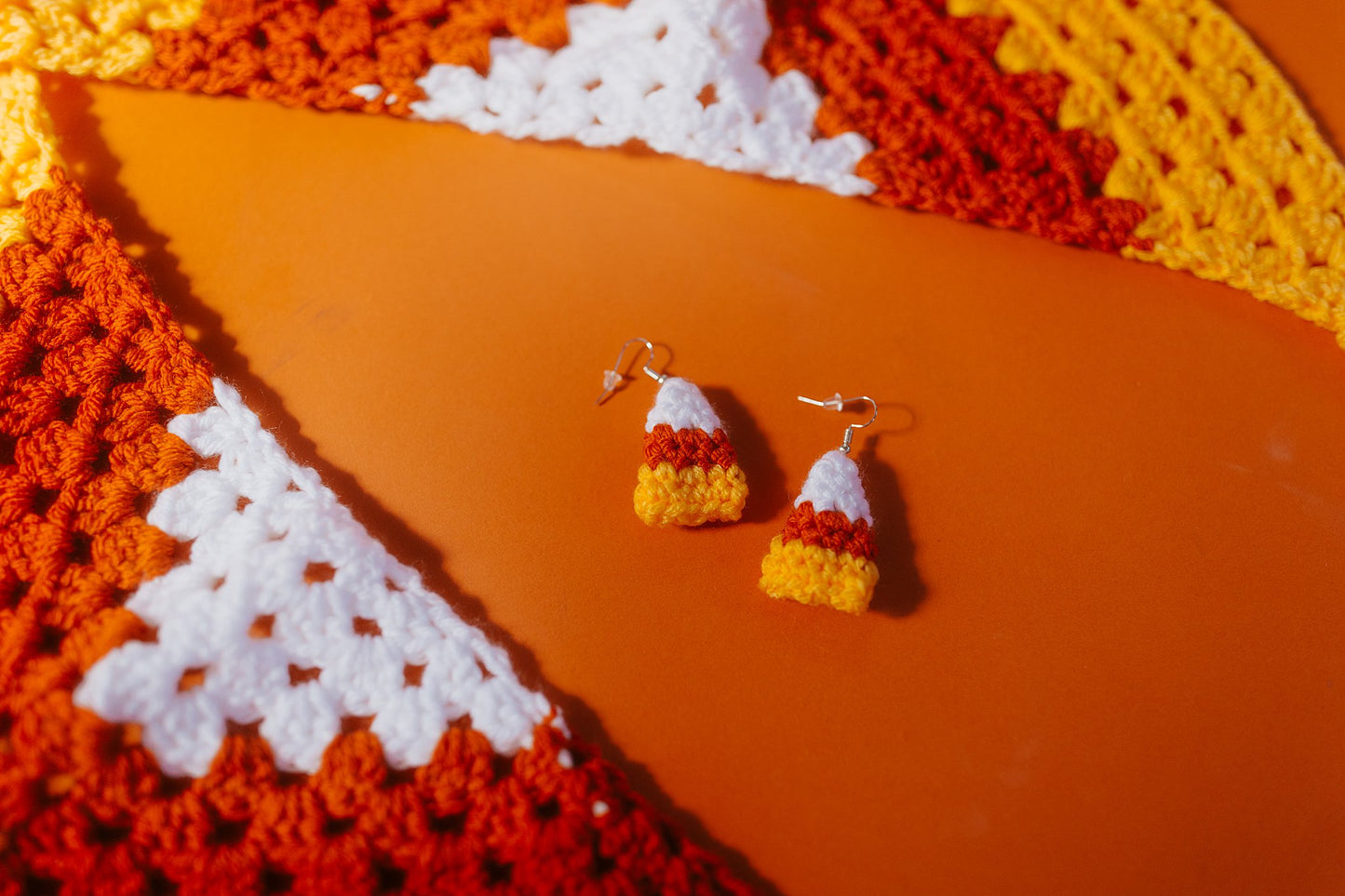 Candy Corn Crochet Dangles