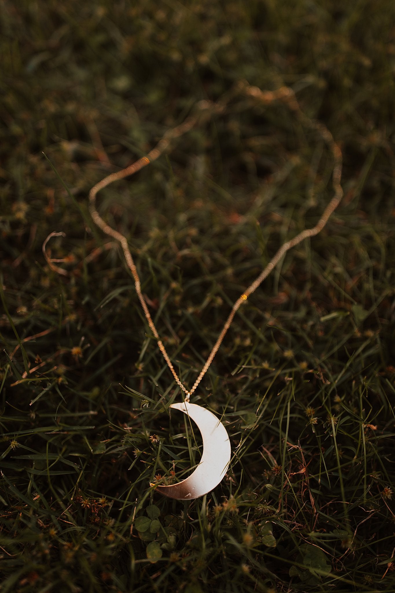 Long Gold Moon Necklace