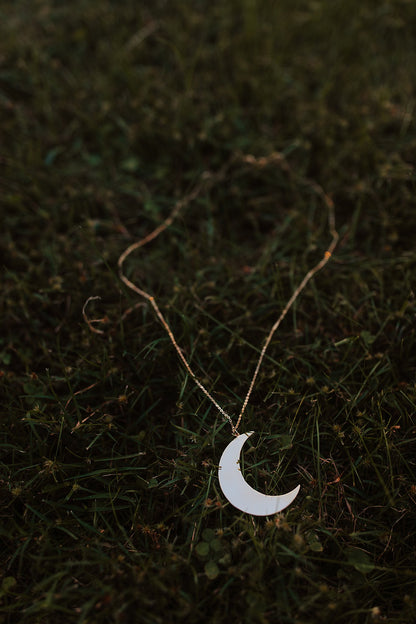 Long Gold Moon Necklace