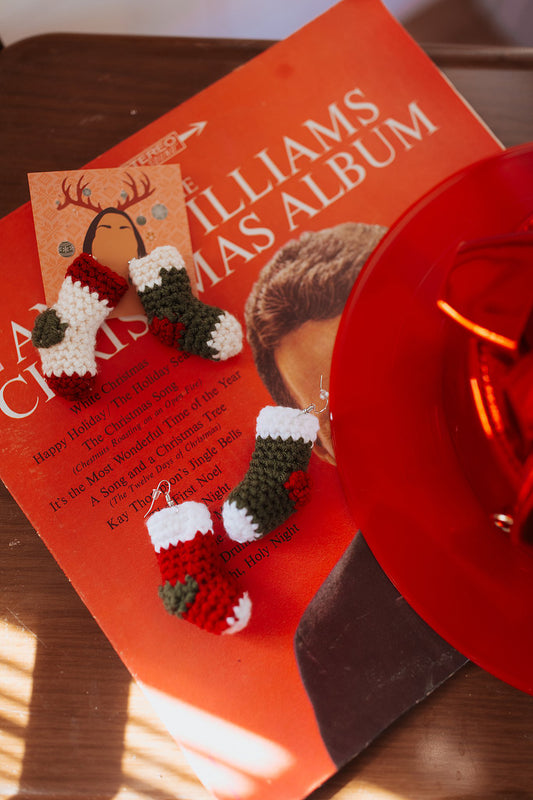 Christmas Stocking Crochet Earrings (2 Options)