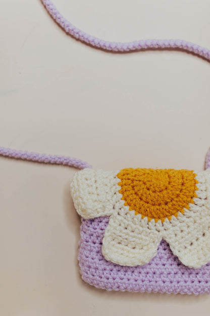 Daisy Crochet Bag Purple