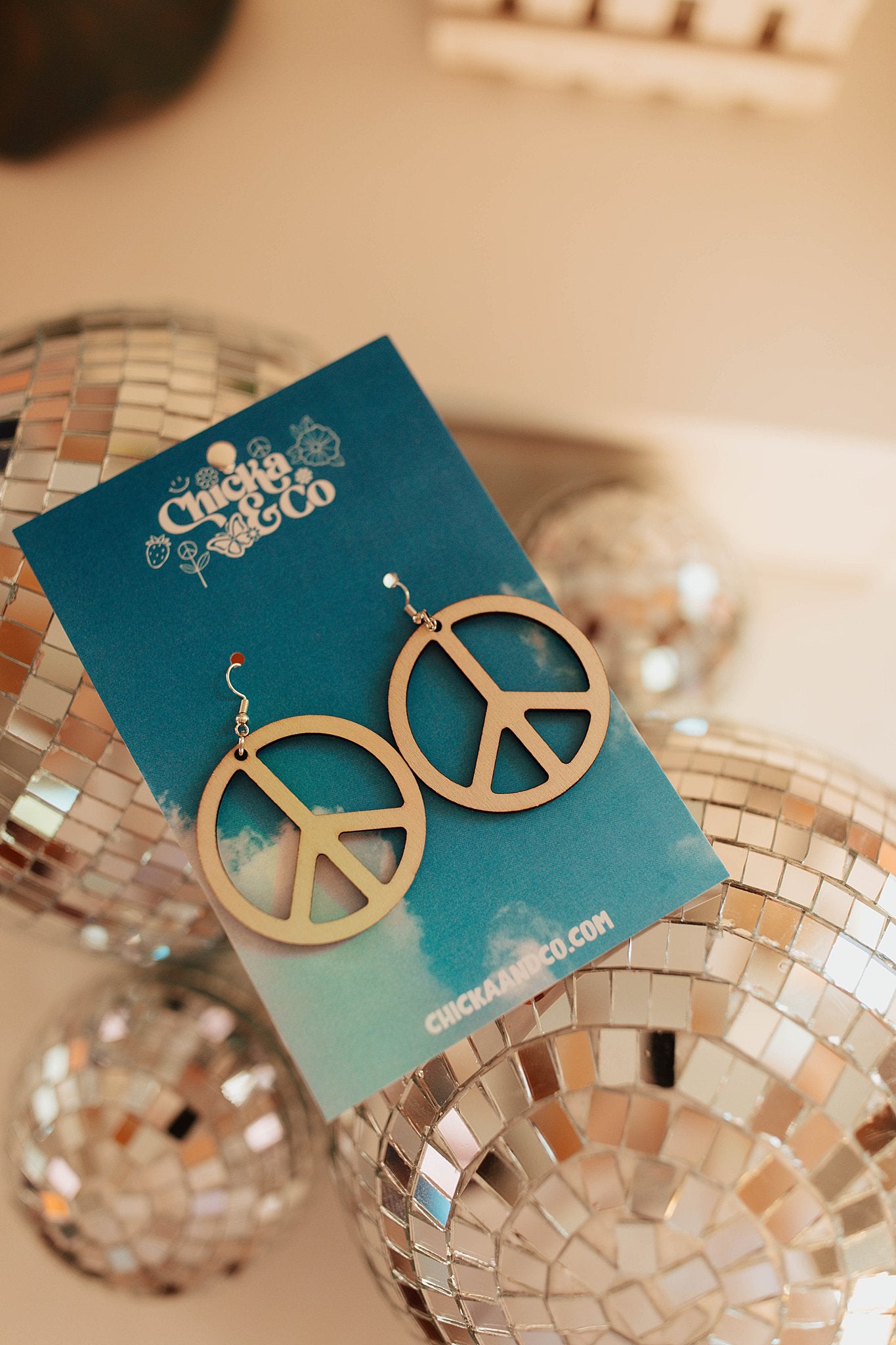 Peace Sign Wood Earrings