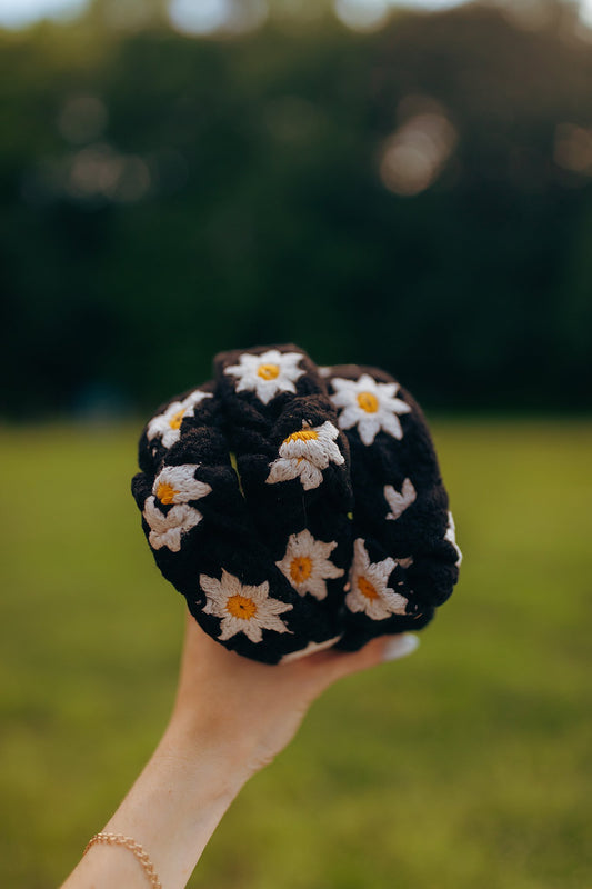 Black Patchwork Headband Daisy