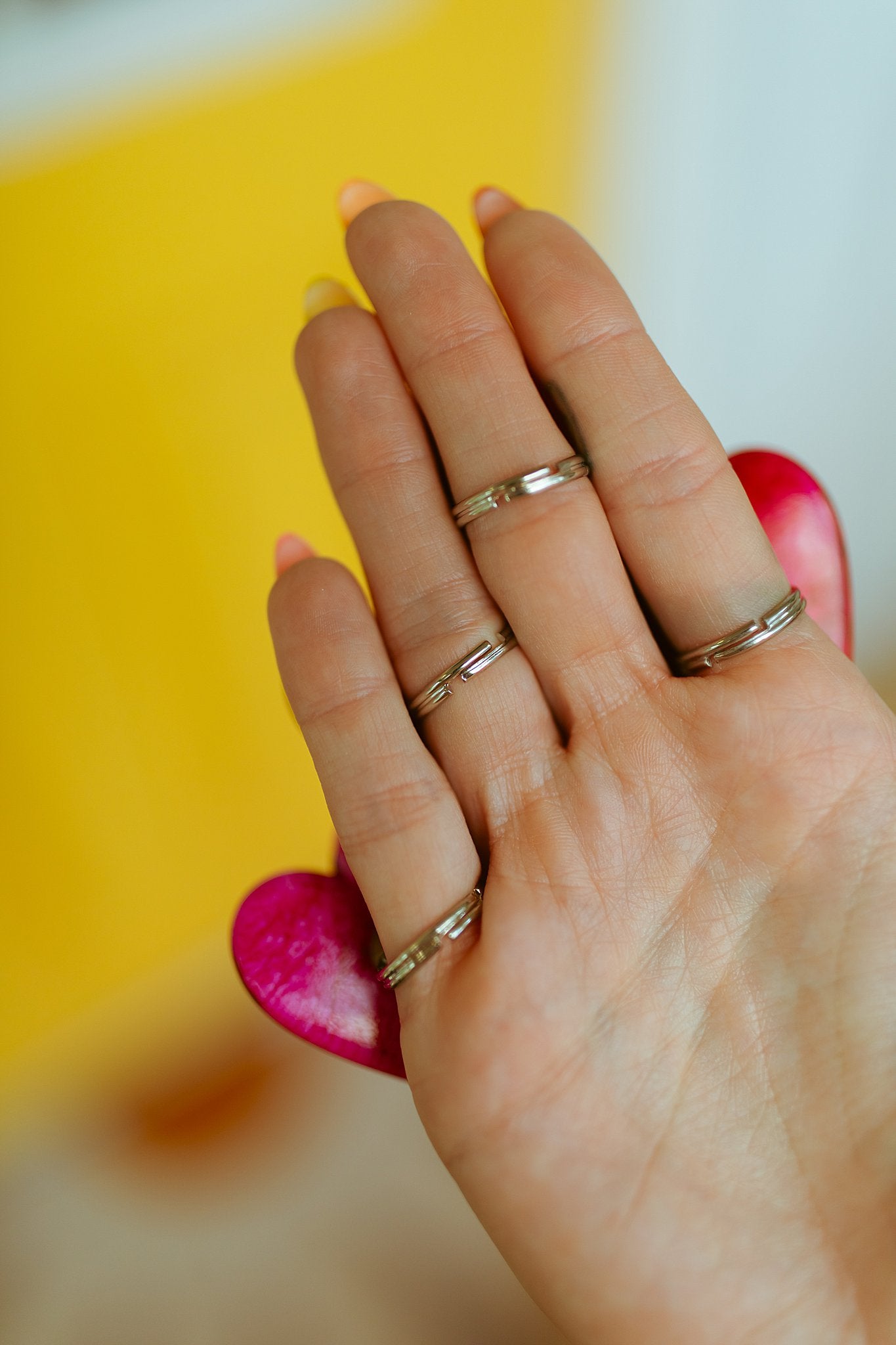 Magenta Heart Adjustable Ring