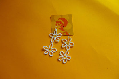 Double Daisy Beaded Earrings