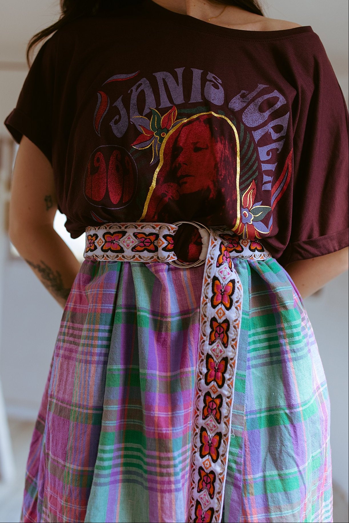 Embroidered Butterfly Belt