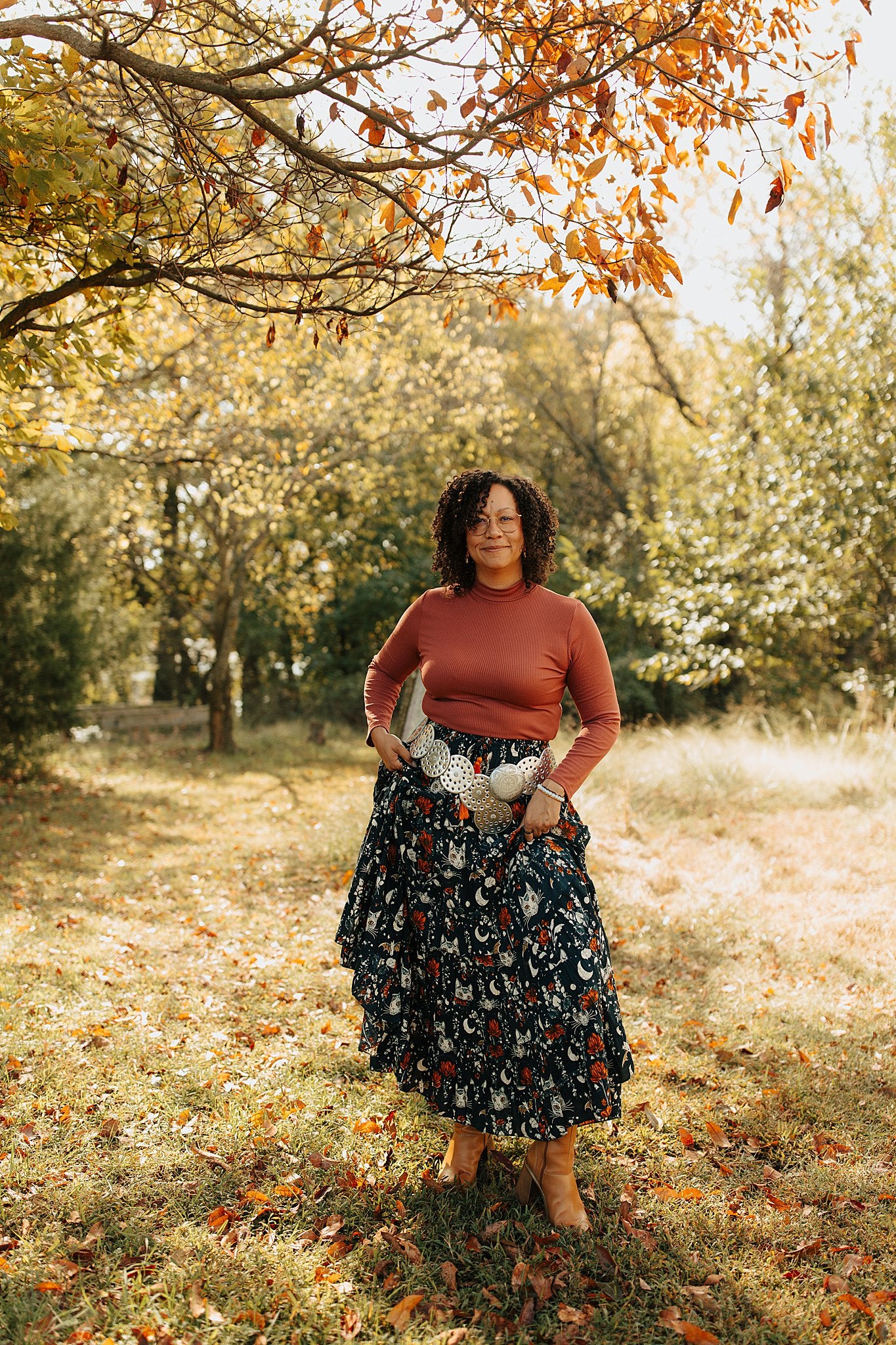 Celestial Cat Skirt Navy