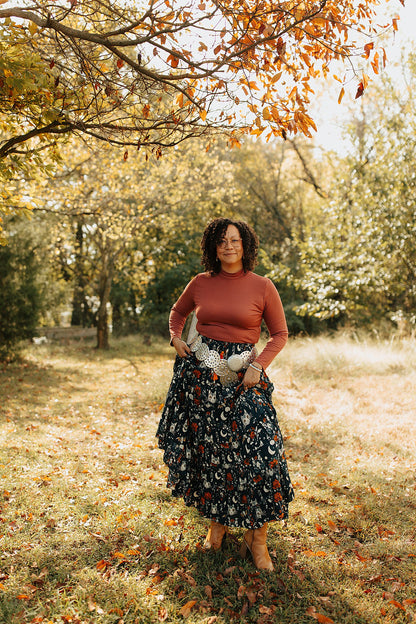 Celestial Cat Skirt Navy