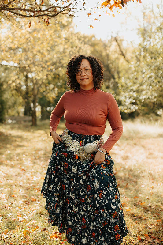 Celestial Cat Skirt Navy