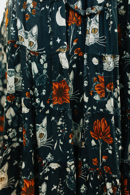 Celestial Cat Skirt Navy