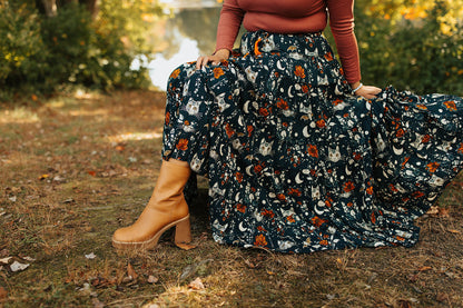 Celestial Cat Skirt Navy