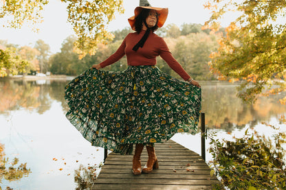 Celestial Cat Skirt Green
