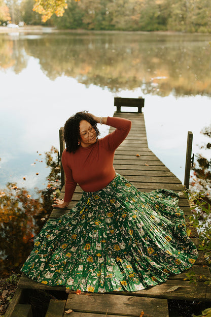 Celestial Cat Skirt Green