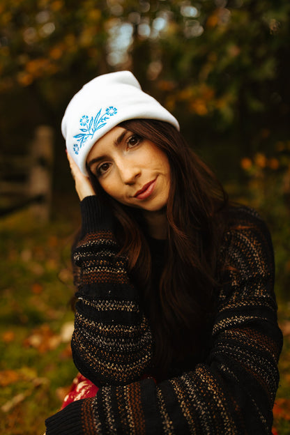 Retro Blue Floral Beanie
