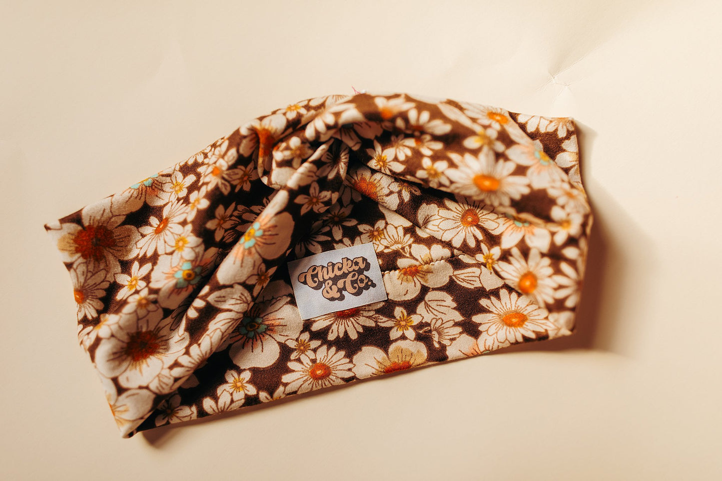Boho Brown Floral Twist Headband