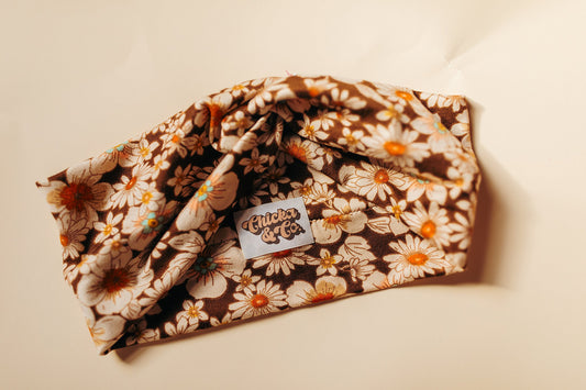 Boho Brown Floral Twist Headband