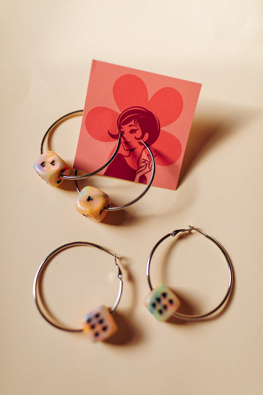 Love's A Gamble Dice Hoops Earrings