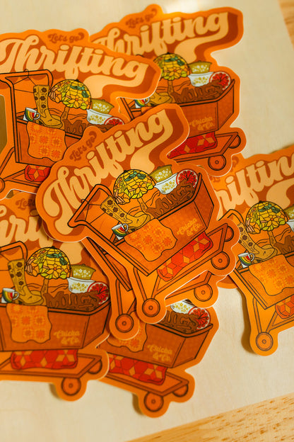 1970's Let's Go Thrifting Vinyl Sticker