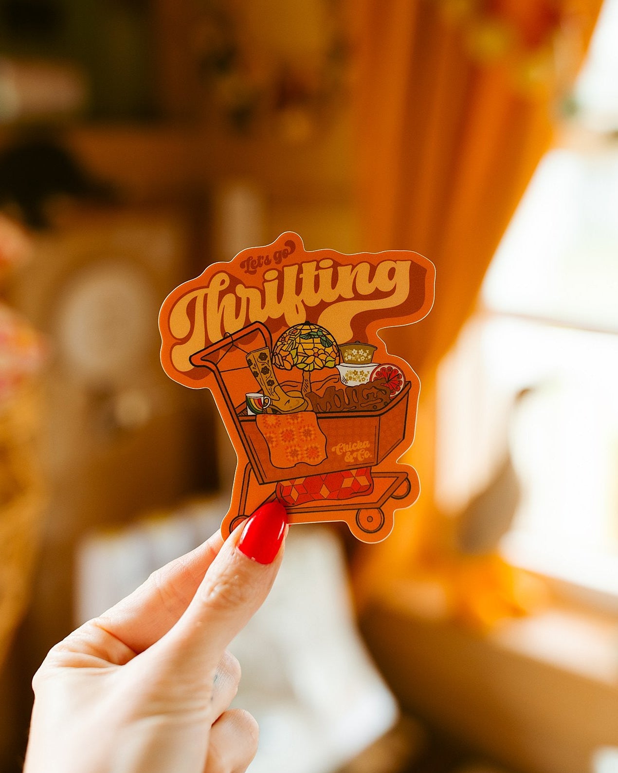 1970's Let's Go Thrifting Vinyl Sticker